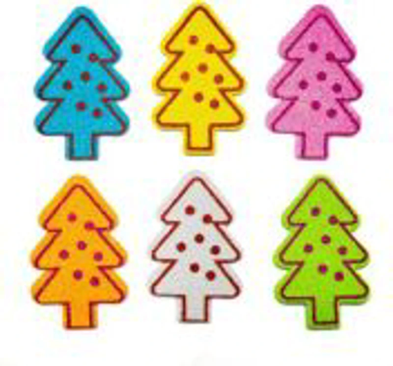 Accesorii creatie - Brad Craciun, sticker gumat cu sclipici, set 6 buc, diverse culori, Colorarte