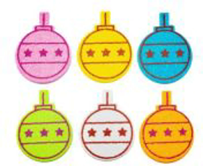 Accesorii creatie - Glob Craciun, sticker gumat cu sclipici, set 6 buc, diverse culori, Colorarte