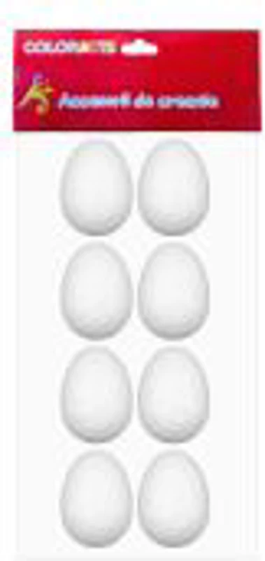 Accesorii creatie - polistiren - ou, alb, 5cm, set 8 buc, Colorarte, MY02