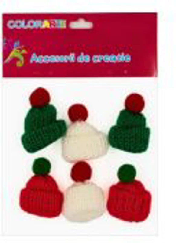 Accesorii creatie - textil, caciulite cu mot, set 6 buc, Colorarte, MY29