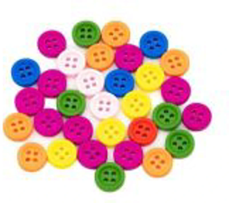 Accesorii creatie - lemn - nasturi, 20mm, diverse culori, set 18 buc, Colorarte