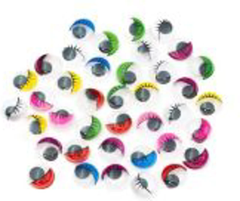 Accesorii creatie - ochisori plastic mici cu gene, diverse culori, 8mm, set 60 buc, Colorarte
