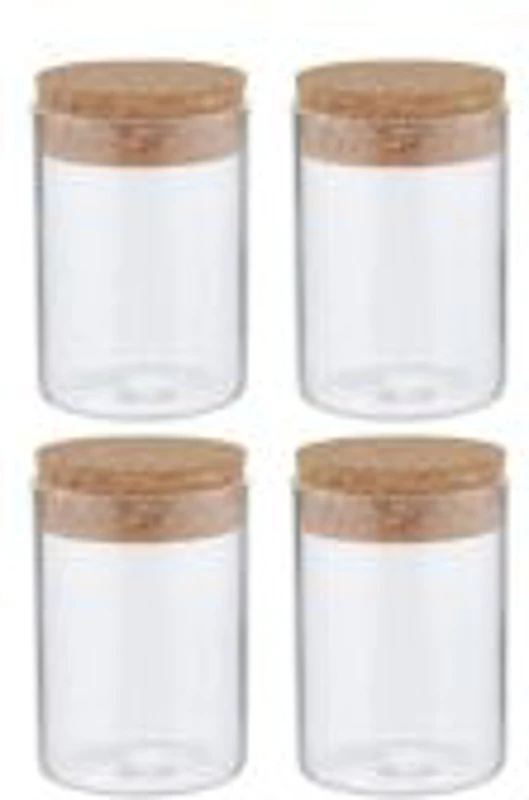 Accesorii creatie - borcan sticla, 5x3cm, cu capac pluta, Colorarte, set 4 buc