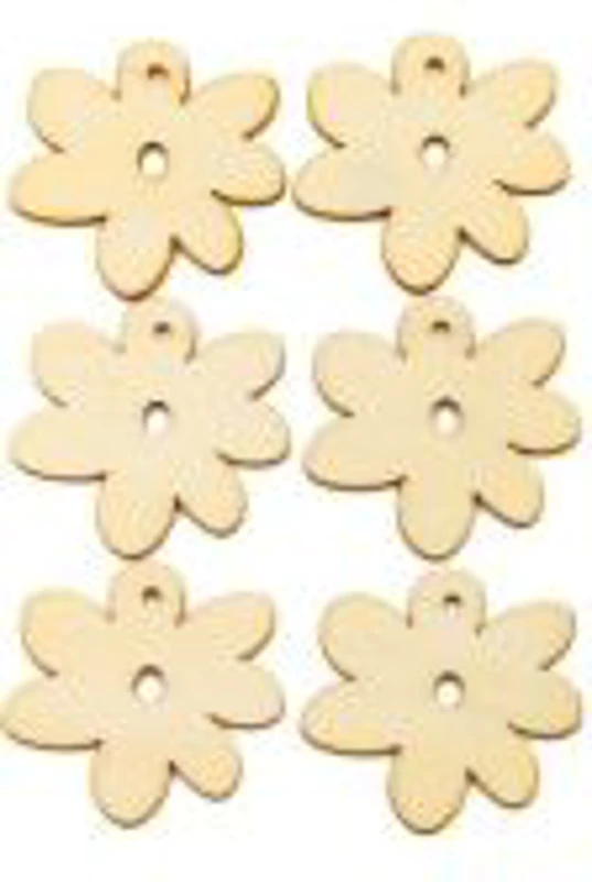 Accesorii creatie - lemn - floare, set 6 buc, Colorarte