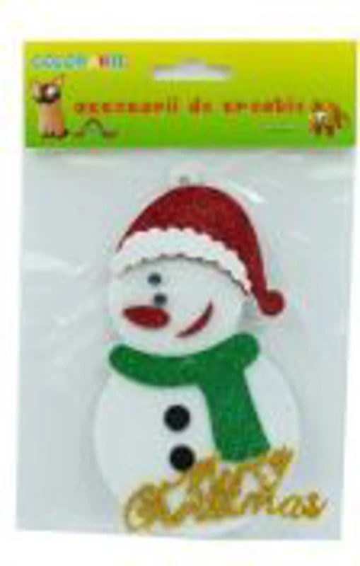 Accesorii creatie - om de zapada, sticker gumat cu sclipici, 13cm, Colorarte