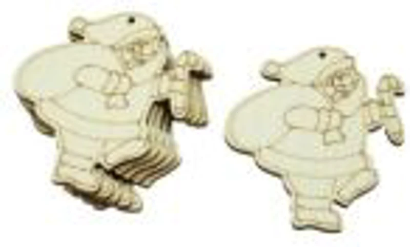Accesorii creatie - lemn pirogravura - Mos Craciun, set 6 buc, CNX FS-MF