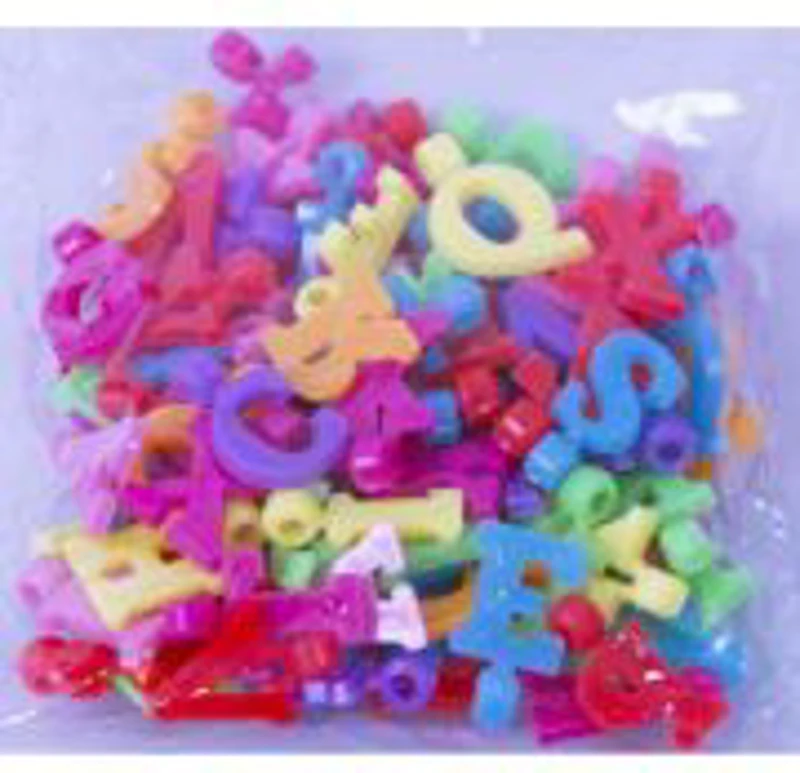 Accesorii creatie - margele alfabet plastic, diverse culori, set 80-100 buc, Colorarte