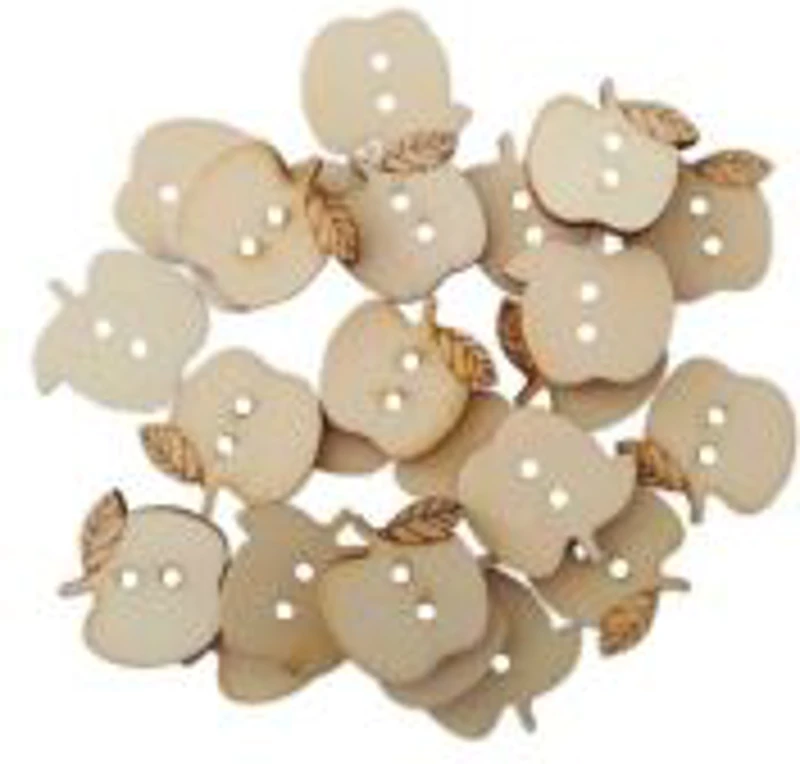 Accesorii creatie - lemn - nasturi mar, natur, set 30 buc, Colorarte