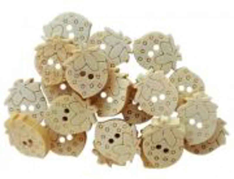 Accesorii creatie - lemn - nasturi capsuna, natur, set 20 buc, Colorarte