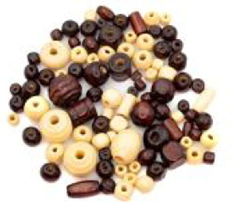 Accesorii creatie - lemn - margele, natur, set 50-80 buc, Colorarte