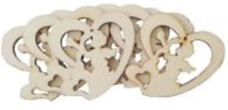 Accesorii creatie - lemn decupat - inimioara cu ingeras, set 6 buc, Colorarte, FS-MF