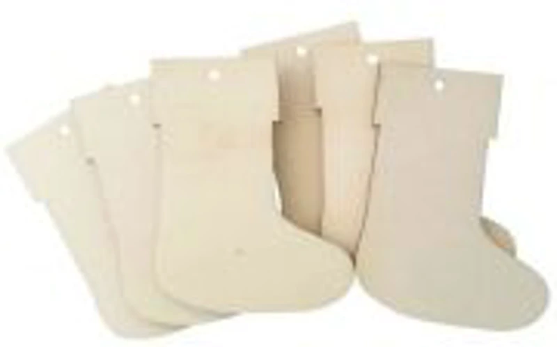 Accesorii creatie - lemn decupat - ciorap Craciun, set 6 buc, Colorarte, FS-MF