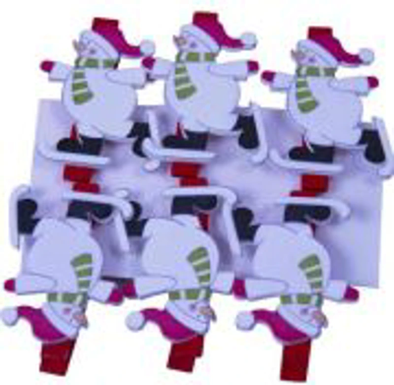 Accesorii creatie - lemn - carlig Om de zapada, colorat, 3.5cm, set 6 buc, Colorarte