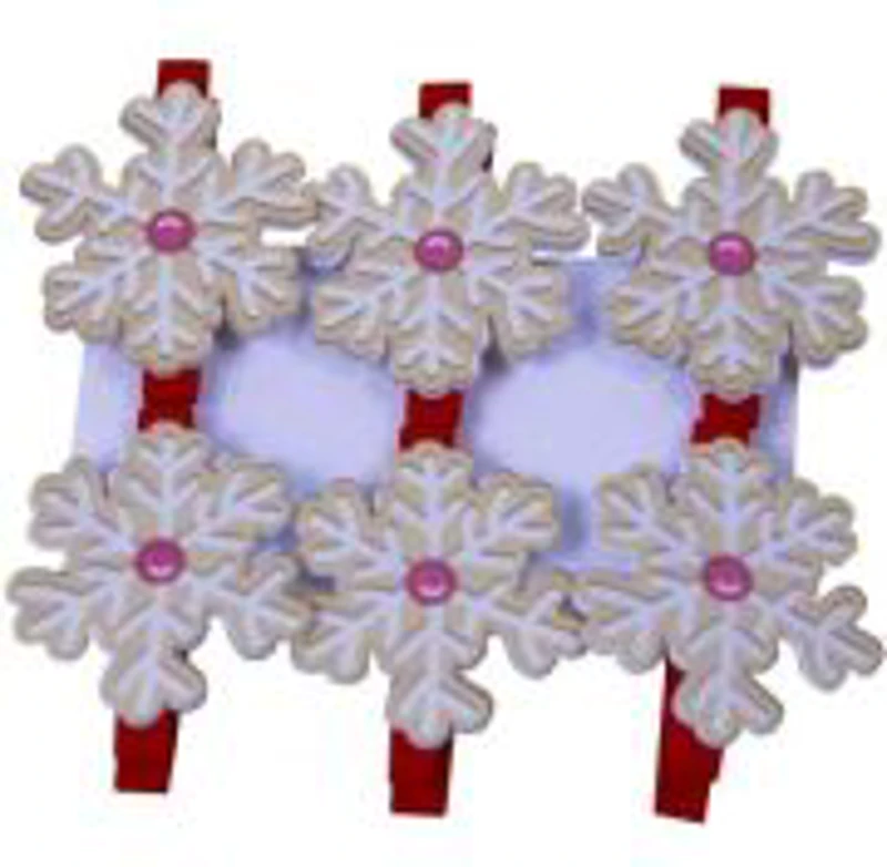 Accesorii creatie - lemn - carlig fulg de nea, colorat, 3.5cm, set 6 buc, Colorarte