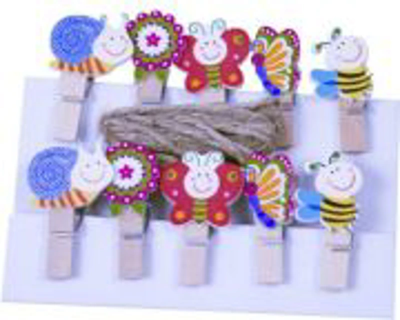 Accesorii creatie - lemn - carlig flori / insecte, natur, 3.5cm, set 10 buc, Colorarte