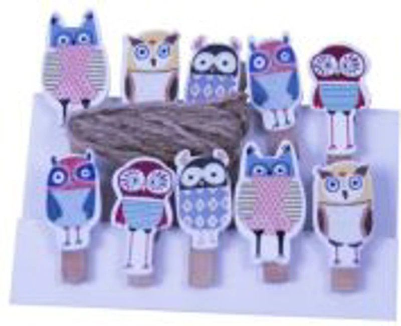 Accesorii creatie - lemn - carlig bufnite, natur, 3.5cm, set 10 buc, Colorarte