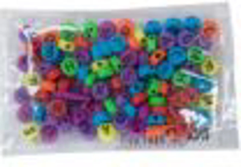 Accesorii creatie - margele alfabet plastic, diverse culori, rotunde, set 60-80 buc, Colorarte