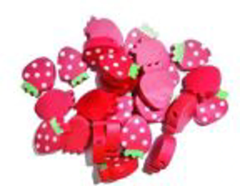 Accesorii creatie - lemn - nasturi capsuna, diverse culori, 1.5cm, set 25 buc, Colorarte