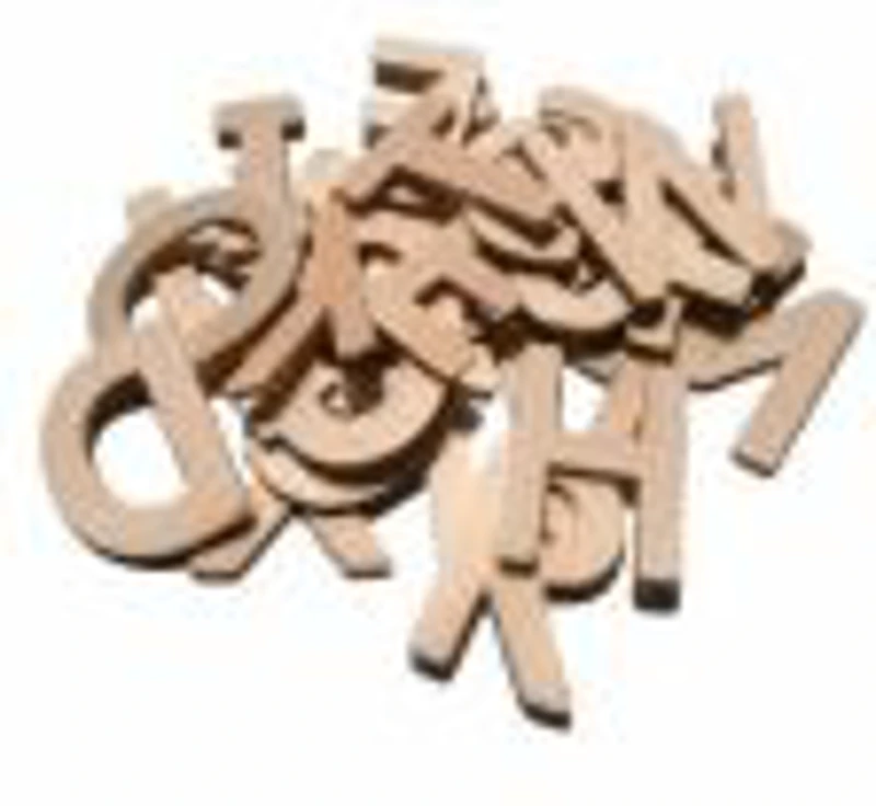 Accesorii creatie - lemn - alfabet, 2.4x4.5cm, set 26 buc, Colorarte