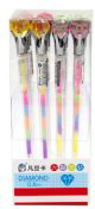 Pix cu gel CNX NO 323, 0. 8mm, cu capac, corp transparent, scris neon multicolor, cu figurine diamant