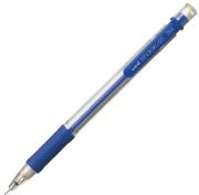 Creion mecanic UNI Shalaku M5-101, 0. 5mm, grip cauciucat, corp transparent albastru, cu guma de sters