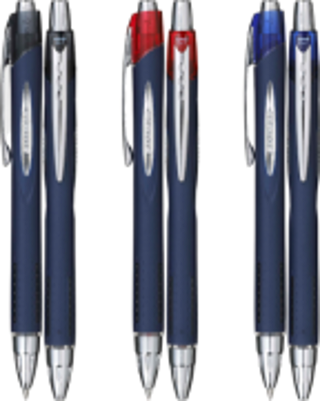 Pix Jetstream Uni-ball SXN-217, 0.7mm, cu mecanism, corp albastru inchis, detalii in culoarea scrisului