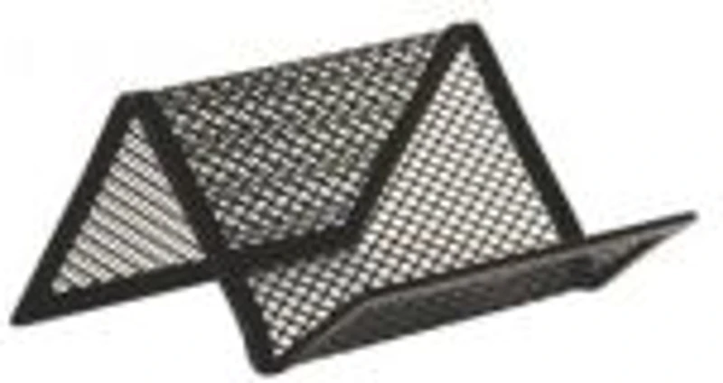 Suport pentru carti de vizita Office Cover, plasa metalica, 5. 6x6. 6x11. 4cm, metalic, negru
