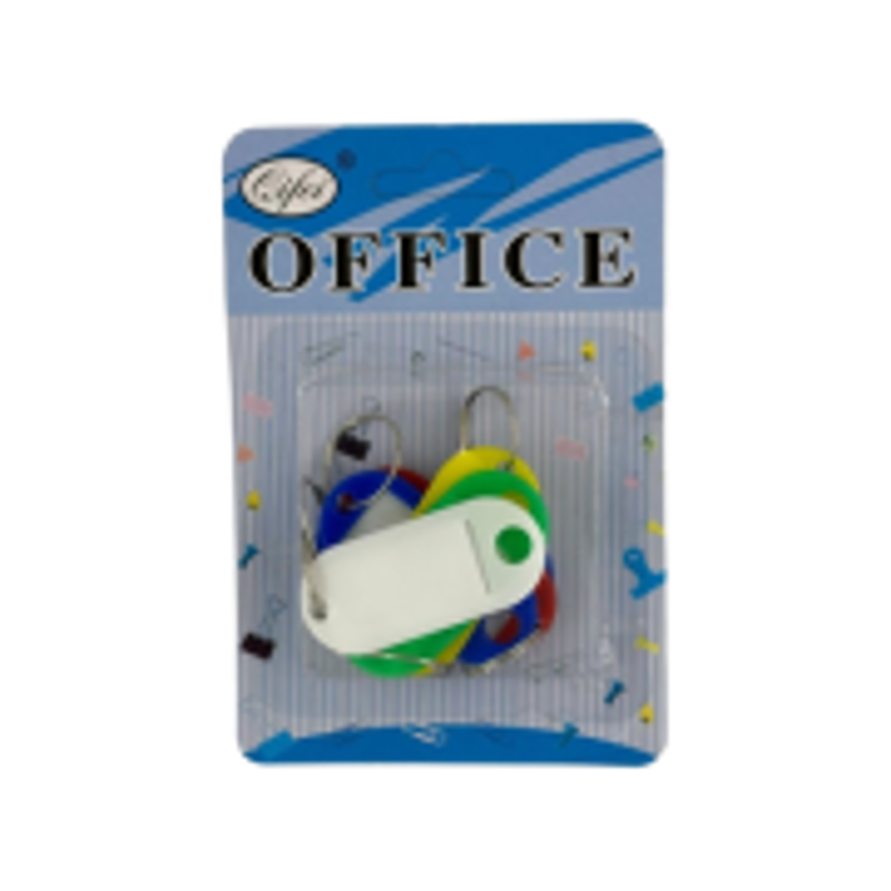 Etichete pentru chei Office Cover P-054, plastic, diverse culori, set 6 buc