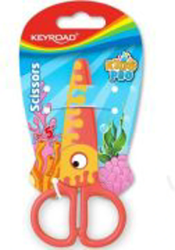 Foarfeca Keyroad Kids Pro KR971405, 13. 0cm, plastic, prescolari, peste portocaliu, blister