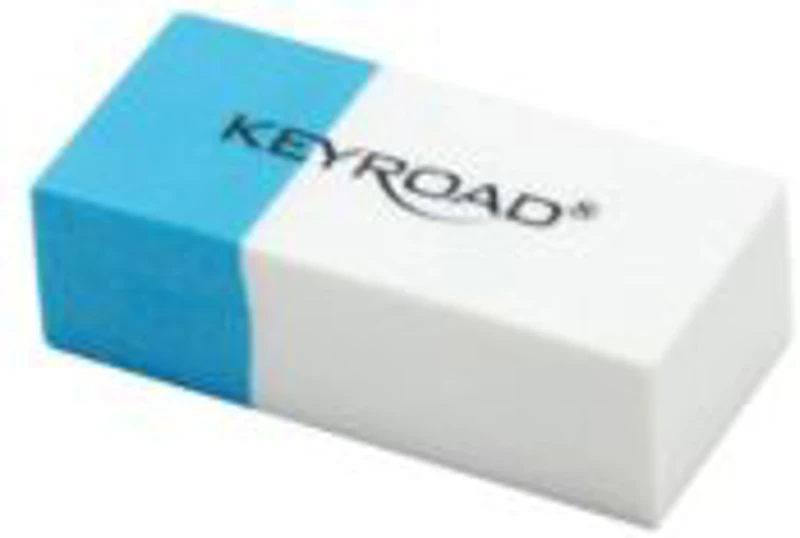 Radiera Keyroad Duo KR971645, dreptunghi, 39x17x12mm, alb-albastru, 2/3 pentru creion, 1/3 pentru pix, cerneala