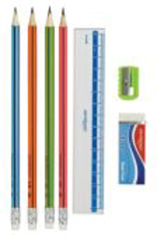 Set scolar Keyroad, 4x creioane, ascutitoare, radiera, rigla, KR971850