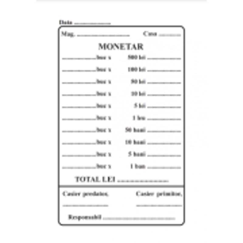 Tipizat - monetar - A6, simplu, 100 file