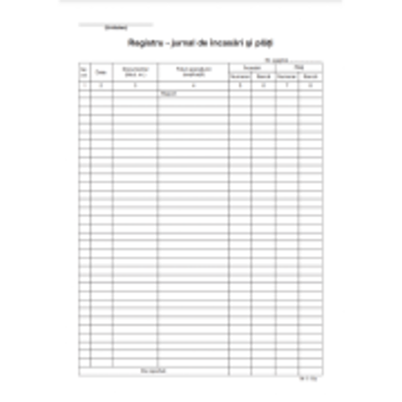 Tipizat - registru jurnal incasari si plati - A4, portret, simplu, 100 file