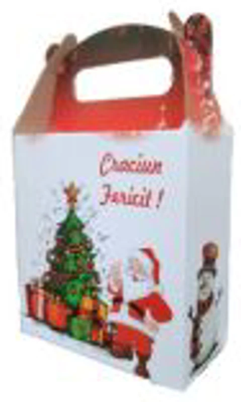Cutie cadou Craciun, 18cm, cu maner, rosie