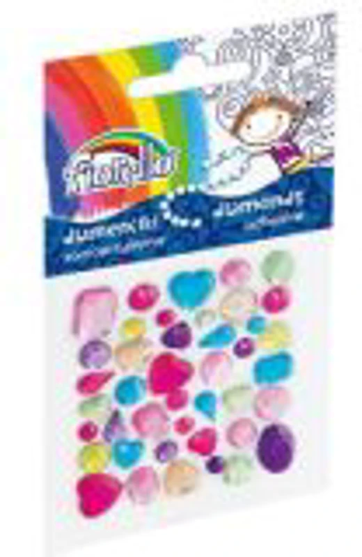 Accesorii creatie - pietre pretioase plastic, diverse culori, 3-15mm, autoadezive, blister 42 buc, Fiorello, GR-DS137 / 170-2468