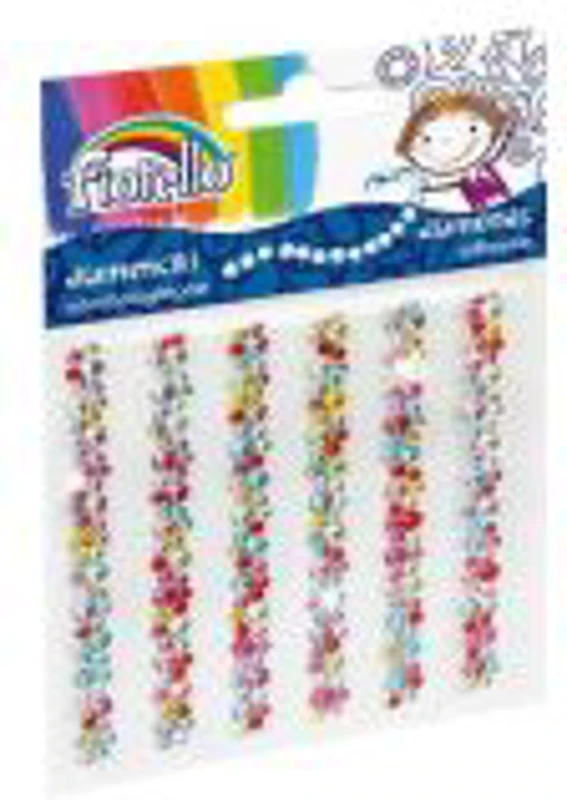 Accesorii creatie - diamante sirag plastic, diverse culori, 9cm, autoadezive, flori, blister 6 buc, Fiorello, GR-DS08 / 170-2404