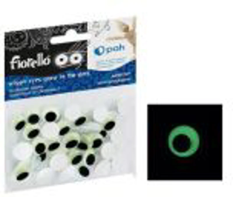 Accesorii creatie - ochi mari plastic, negru, 12mm, fosforescenti, set 50 buc, Fiorello, GR-KE50-12F / 170-2560