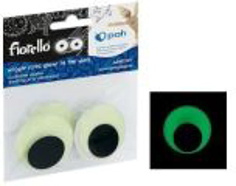 Accesorii creatie - ochi mari plastic, negru, 40mm, fosforescenti, set 4 buc, Fiorello, GR-KE04-40F / 170-2561