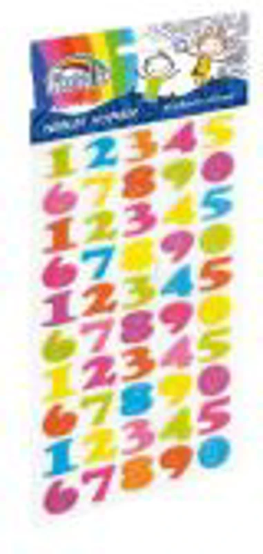 Abtibilduri - cifre, 25x20mm, buretat, diverse culori, set 50 buc, Fiorello, GR-NP140 / 170-2456