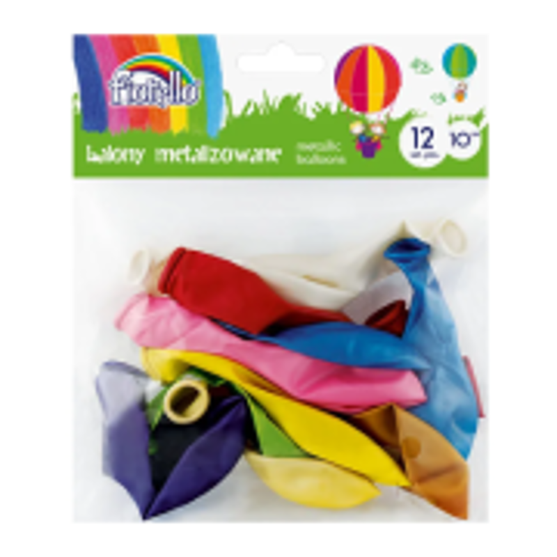 Baloane aniversare Fiorello, 25.4cm, diverse culori metalizate, 170-2451, set 12 buc