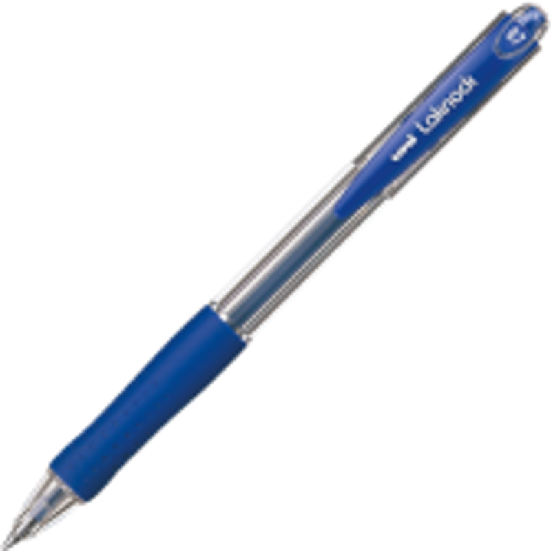 Pix cu bila Uni-ball Laknock SN-100, 0. 7mm, cu mecanism, corp transparent, grip cauciucat in culoarea scrisului, albastru