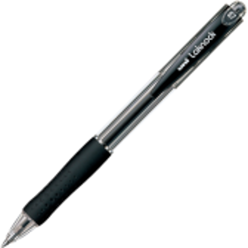 Pix cu bila Uni-ball Laknock SN-100, 0. 7mm, cu mecanism, corp transparent, grip cauciucat in culoarea scrisului, negru