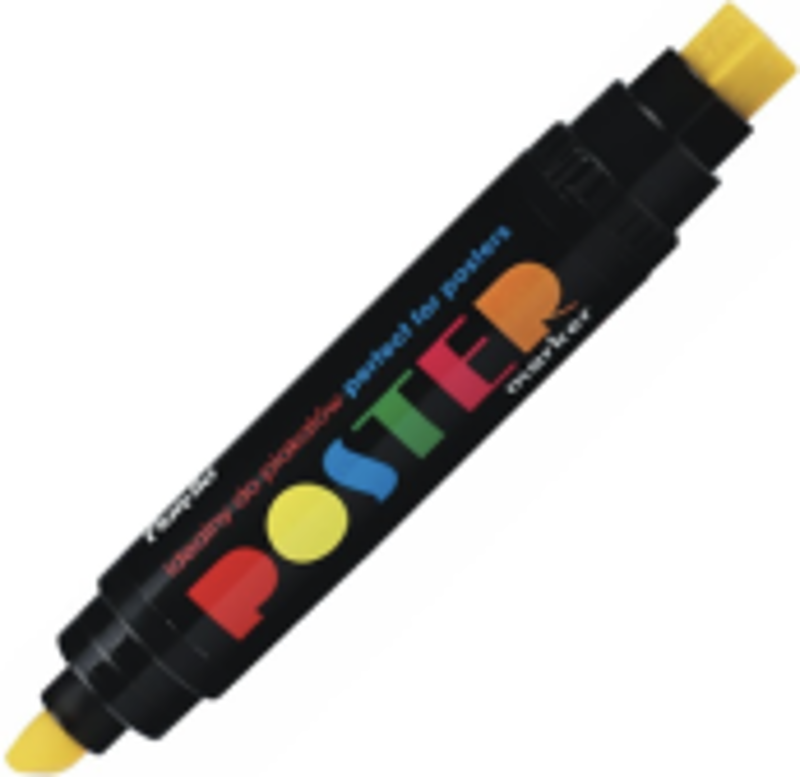 Marker permanent Fiorello Poster GR-1712, 2 capete, galben - tesit 10mm / patrat 17mm