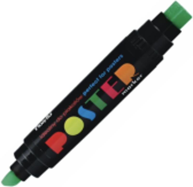 Marker permanent Fiorello Poster GR-1712, 2 capete, verde - tesit 10mm / patrat 17mm