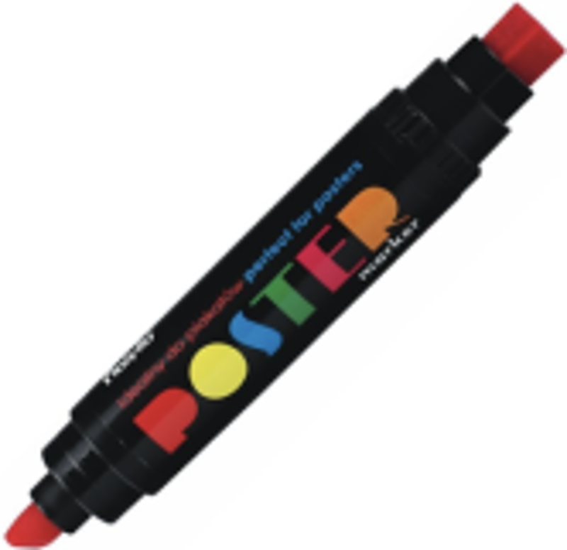 Marker permanent Fiorello Poster GR-1712, 2 capete - tesit 10mm / patrat 17mm - rosu