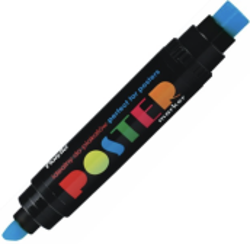 Marker permanent Fiorello Poster GR-1712, 2 capete- tesit 10mm / patrat 17mm - albastru