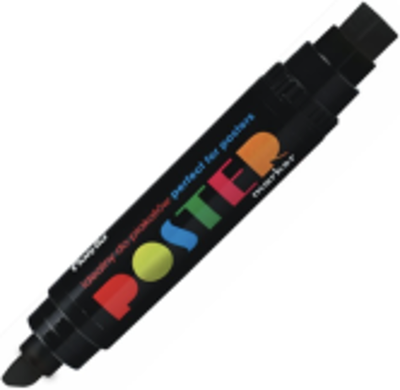 Marker permanent Fiorello Poster GR-1712, 2 capete - tesit 10mm / patrat 17mm - negru