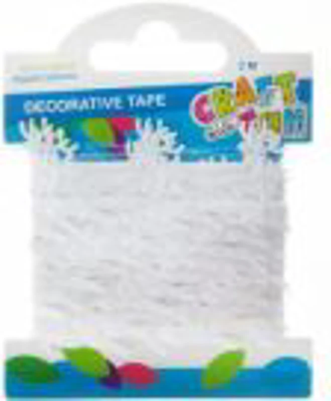 Banda decorativa - reni, 2. 5cm x 2m, plastic, alb, Craft with Fun, 463489