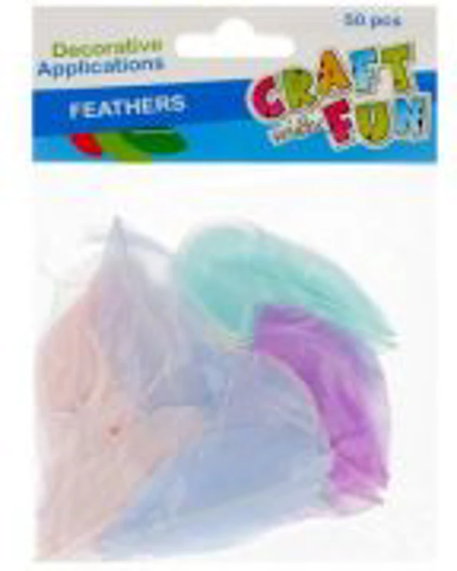 Accesorii creatie - pene, diverse culori, 5-6cm, pastel, 50g, Craft with Fun, 501477