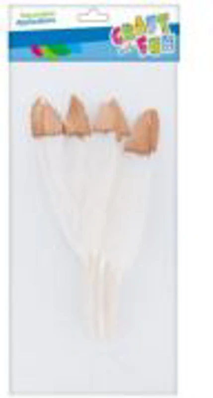 Accesorii creatie - pene albe cu auriu, 14 cm, set 8 buc, Craft with Fun, 463660